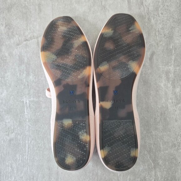 Rothy's Mary Jane Square Toe Ballet Flats Size 11 Baby Pink Knit Ballerina Shoes - Picture 8 of 12